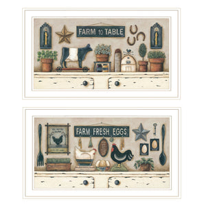 HomeRoots Set of Two Farmhouse White Framed Print Wall Art for Charming Decor in Any Room - Stylish & Ready! 407487