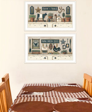 HomeRoots Set of Two Farmhouse White Framed Print Wall Art for Charming Decor in Any Room - Stylish & Ready! 407487