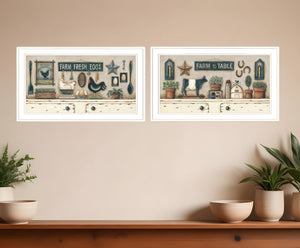 HomeRoots Set of Two Farmhouse White Framed Print Wall Art for Charming Decor in Any Room - Stylish & Ready! 407487