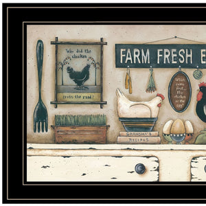 Homeroots Set Of Two Farm Fresh 2 Black Framed Print Wall Art Black And Gold Wood Print On Paper 407488