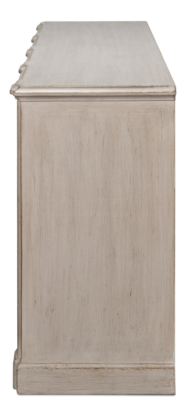 Sarreid Villefranche Sideboard In Elegant Stone Grey - Stylish Storage With 3 Removable Shelves, Reclaimed Pine Grey  40758-1