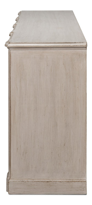 Sarreid Villefranche Sideboard - Elegant Washed White Finish With 3 Removable Shelves In Reclaimed Pine White  40758
