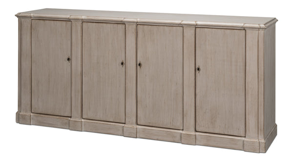 Sarreid Villefranche Sideboard - Elegant Washed White Finish With 3 Removable Shelves In Reclaimed Pine White  40758