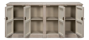 Sarreid Villefranche Sideboard In Elegant Stone Grey - Stylish Storage With 3 Removable Shelves, Reclaimed Pine Grey  40758-1