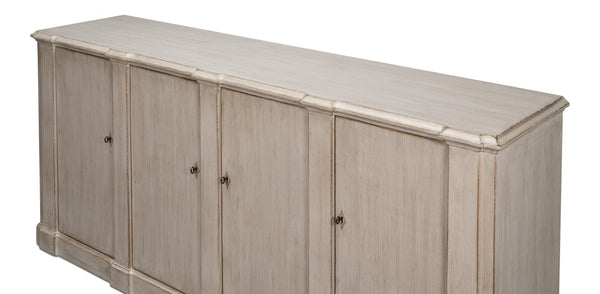 Sarreid Villefranche Sideboard In Elegant Stone Grey - Stylish Storage With 3 Removable Shelves, Reclaimed Pine Grey  40758-1
