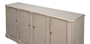 Sarreid Villefranche Sideboard - Elegant Washed White Finish With 3 Removable Shelves In Reclaimed Pine White  40758
