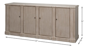 Sarreid Villefranche Sideboard - Elegant Washed White Finish With 3 Removable Shelves In Reclaimed Pine White  40758
