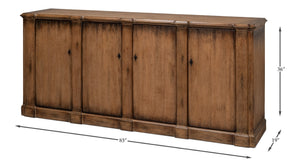 Sarreid Villefranche Sideboard - Elegant Washed White Finish With 3 Removable Shelves In Reclaimed Pine White  40758
