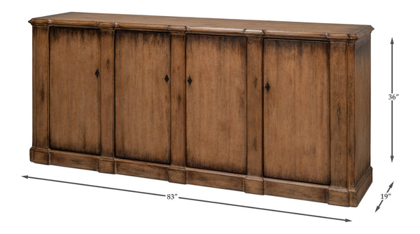 Sarreid Villefranche Sideboard - Elegant Washed White Finish With 3 Removable Shelves In Reclaimed Pine White  40758