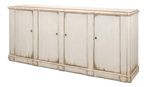 Sarreid Villefranche Sideboard - Elegant Washed White Finish With 3 Removable Shelves In Reclaimed Pine White  40758