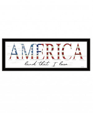 Homeroots America Land That I Love 2 Black Framed Print Wall Art Black And Gold Wood Print 407588