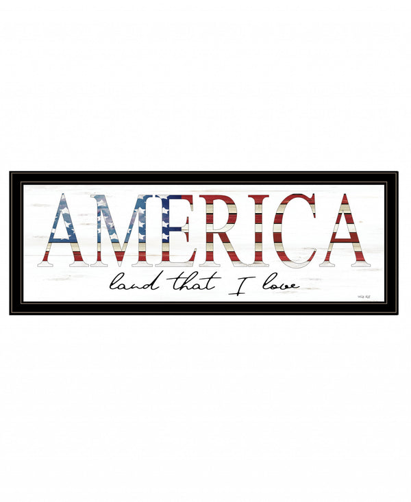 Homeroots America Land That I Love 2 Black Framed Print Wall Art Black And Gold Wood Print 407588