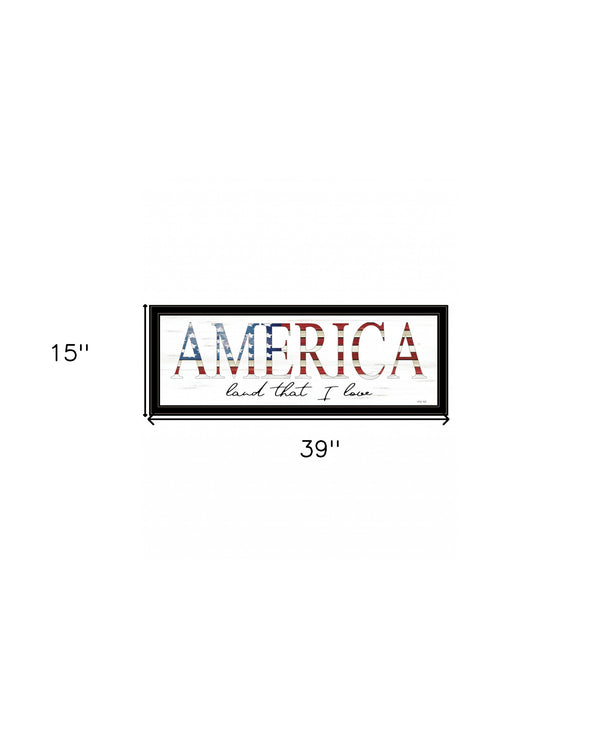 Homeroots America Land That I Love 2 Black Framed Print Wall Art Black And Gold Wood Print 407588