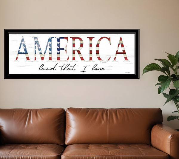 Homeroots America Land That I Love 2 Black Framed Print Wall Art Black And Gold Wood Print 407588