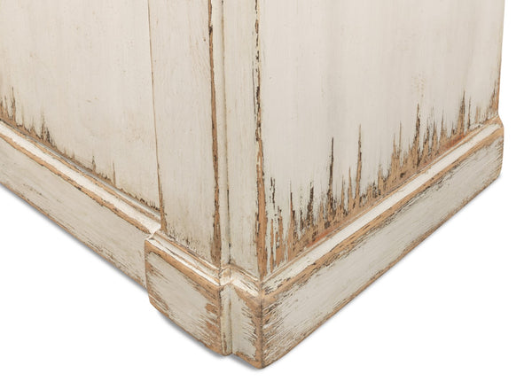 Sarreid Villefranche Sideboard - Elegant Washed White Finish With 3 Removable Shelves In Reclaimed Pine White  40758