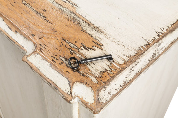Sarreid Villefranche Sideboard - Elegant Washed White Finish With 3 Removable Shelves In Reclaimed Pine White  40758