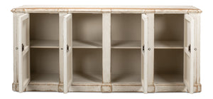Sarreid Villefranche Sideboard - Elegant Washed White Finish With 3 Removable Shelves In Reclaimed Pine White  40758