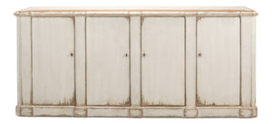 Sarreid Villefranche Sideboard - Elegant Washed White Finish With 3 Removable Shelves In Reclaimed Pine White  40758