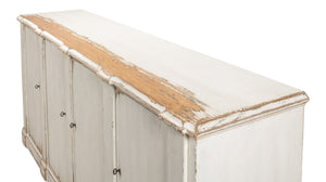 Sarreid Villefranche Sideboard - Elegant Washed White Finish With 3 Removable Shelves In Reclaimed Pine White  40758