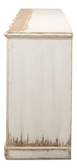 Sarreid Villefranche Sideboard - Elegant Washed White Finish With 3 Removable Shelves In Reclaimed Pine White  40758