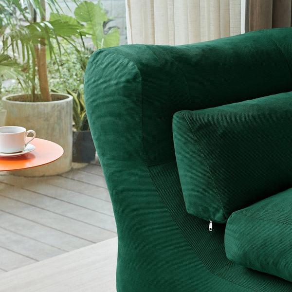 English Elm Cloud Corduroy Sleeper Chair Foldable High Density Foam Seat for Small Space Living Green W1765P448642
