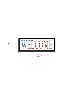 Homeroots Patriotic Welcome 2 Black Framed Print Wall Art Black And Gold Wood Print 407593