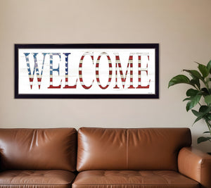 Homeroots Patriotic Welcome 3 Black Framed Print Wall Art Black Wood Print 407594