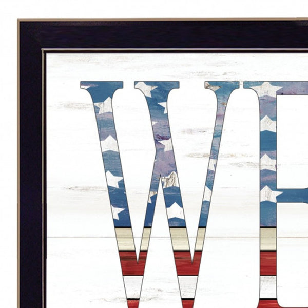 Homeroots Patriotic Welcome 3 Black Framed Print Wall Art Black Wood Print 407594