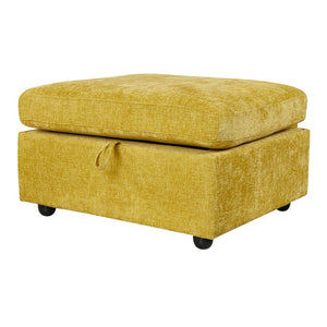 English Elm Yr2169or-ot,foot Pu Upholstered Ottoman with Solid Wood Legs and Polished Hardware Accents Yellow W308P247765