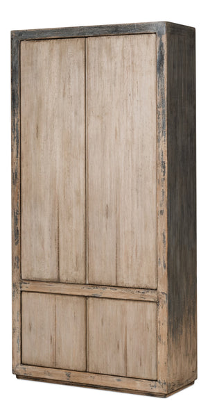 Sarreid Chamonix Tall Cupboard - Elegant French Grey Finish With 3 Removable Shelves In Reclaimed Pine Grey  40760