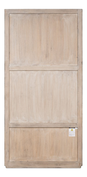 Sarreid Chamonix Tall Cupboard - Elegant French Grey Finish With 3 Removable Shelves In Reclaimed Pine Grey  40760