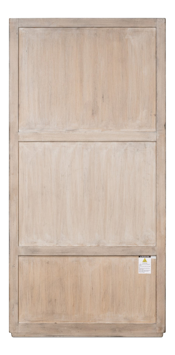 Sarreid Chamonix Tall Cupboard - Elegant French Grey Finish With 3 Removable Shelves In Reclaimed Pine Grey  40760