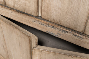 Sarreid Chamonix Tall Cupboard - Elegant French Grey Finish With 3 Removable Shelves In Reclaimed Pine Grey  40760