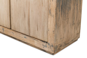 Sarreid Chamonix Tall Cupboard - Elegant French Grey Finish With 3 Removable Shelves In Reclaimed Pine Grey  40760