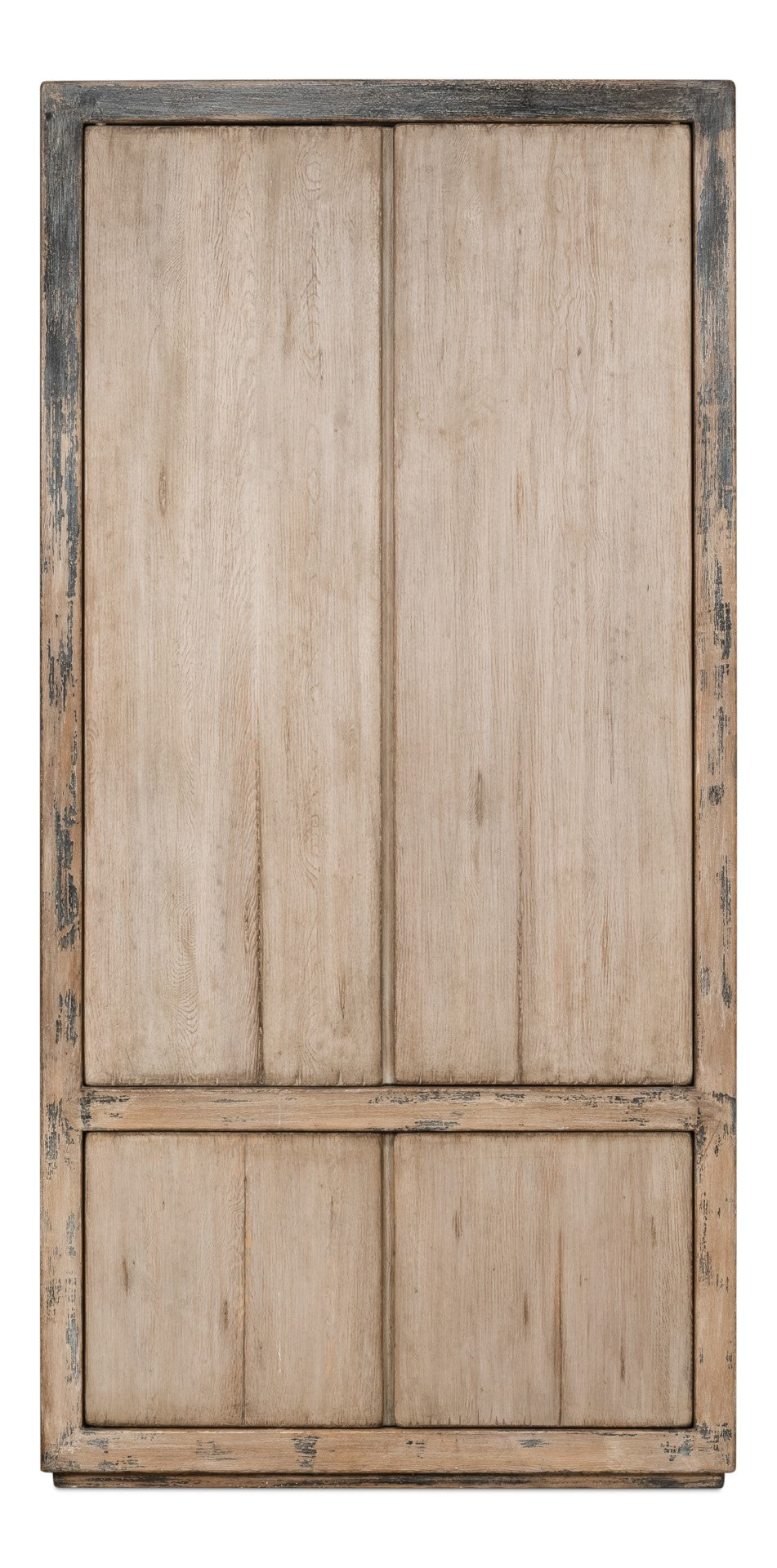 Sarreid Chamonix Tall Cupboard - Elegant French Grey Finish With 3 Removable Shelves In Reclaimed Pine Grey  40760