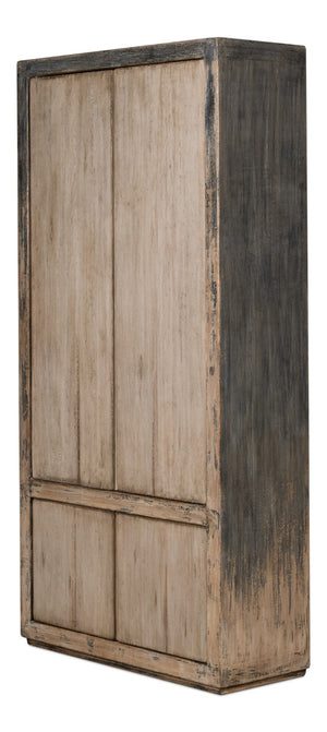 Sarreid Chamonix Tall Cupboard - Elegant French Grey Finish With 3 Removable Shelves In Reclaimed Pine Grey  40760