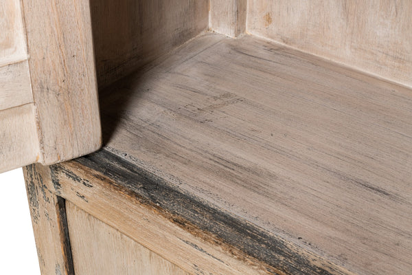 Sarreid Chamonix Tall Cupboard - Elegant French Grey Finish With 3 Removable Shelves In Reclaimed Pine Grey  40760