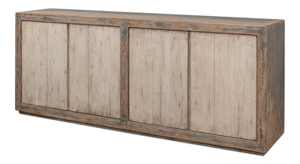 Sarreid St Martin Sideboard - Stylish Soft Grey Finish With 2 Removable Shelves, Crafted From Reclaimed Pine Grey  40761