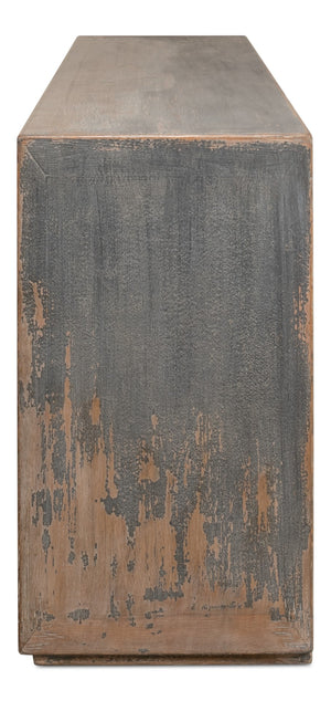 Sarreid St Martin Sideboard - Stylish Soft Grey Finish With 2 Removable Shelves, Crafted From Reclaimed Pine Grey  40761