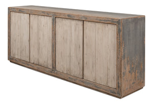 Sarreid St Martin Sideboard - Stylish Soft Grey Finish With 2 Removable Shelves, Crafted From Reclaimed Pine Grey  40761