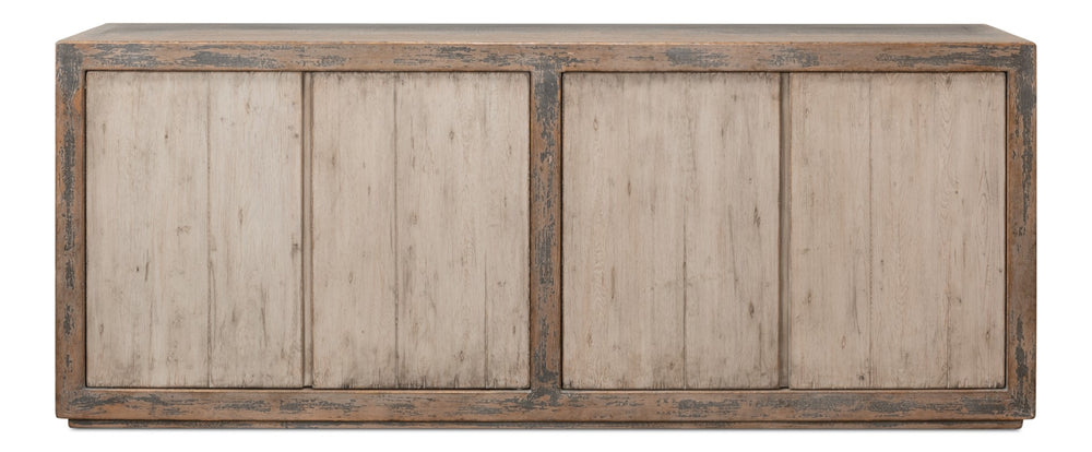Sarreid St Martin Sideboard - Stylish Soft Grey Finish With 2 Removable Shelves, Crafted From Reclaimed Pine Grey  40761