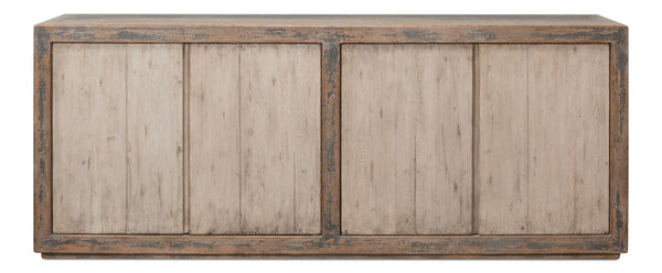 Sarreid St Martin Sideboard - Stylish Soft Grey Finish With 2 Removable Shelves, Crafted From Reclaimed Pine Grey  40761