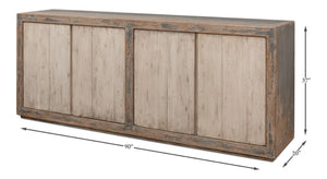 Sarreid St Martin Sideboard - Stylish Soft Grey Finish With 2 Removable Shelves, Crafted From Reclaimed Pine Grey  40761