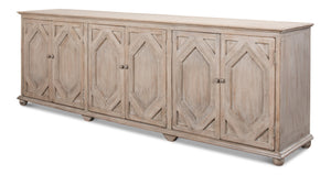 Sarreid Six Diamonds Sideboard - Elegant French Grey With 3 Removable Shelves - Stylish Reclaimed Pine Design Grey  40763