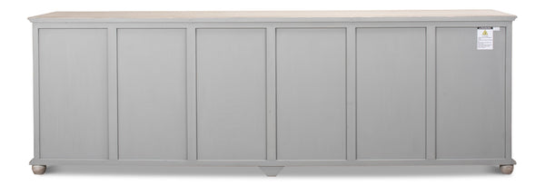 Sarreid Six Diamonds Sideboard - Elegant French Grey With 3 Removable Shelves - Stylish Reclaimed Pine Design Grey  40763