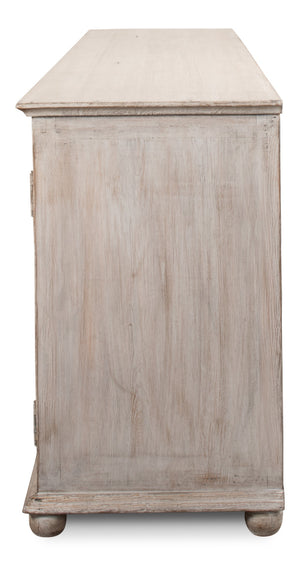 Sarreid Six Diamonds Sideboard - Elegant French Grey With 3 Removable Shelves - Stylish Reclaimed Pine Design Grey  40763