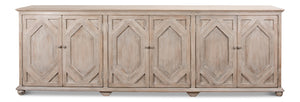 Sarreid Six Diamonds Sideboard - Elegant French Grey With 3 Removable Shelves - Stylish Reclaimed Pine Design Grey  40763