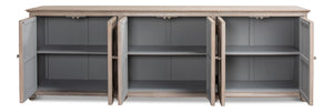 Sarreid Six Diamonds Sideboard - Elegant French Grey With 3 Removable Shelves - Stylish Reclaimed Pine Design Grey  40763