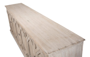 Sarreid Six Diamonds Sideboard - Elegant French Grey With 3 Removable Shelves - Stylish Reclaimed Pine Design Grey  40763