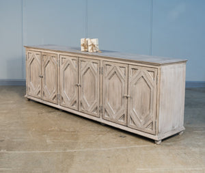 Sarreid Six Diamonds Sideboard - Elegant French Grey With 3 Removable Shelves - Stylish Reclaimed Pine Design Grey  40763
